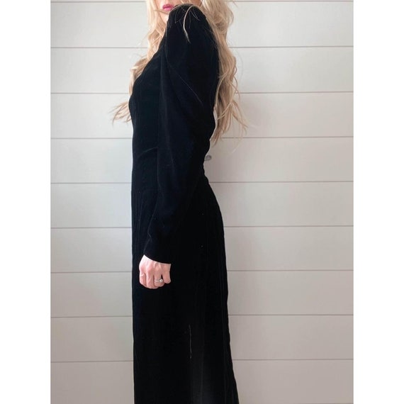 Vintage 1980s Velvet Puff Sleeve Statement Maxi D… - image 3