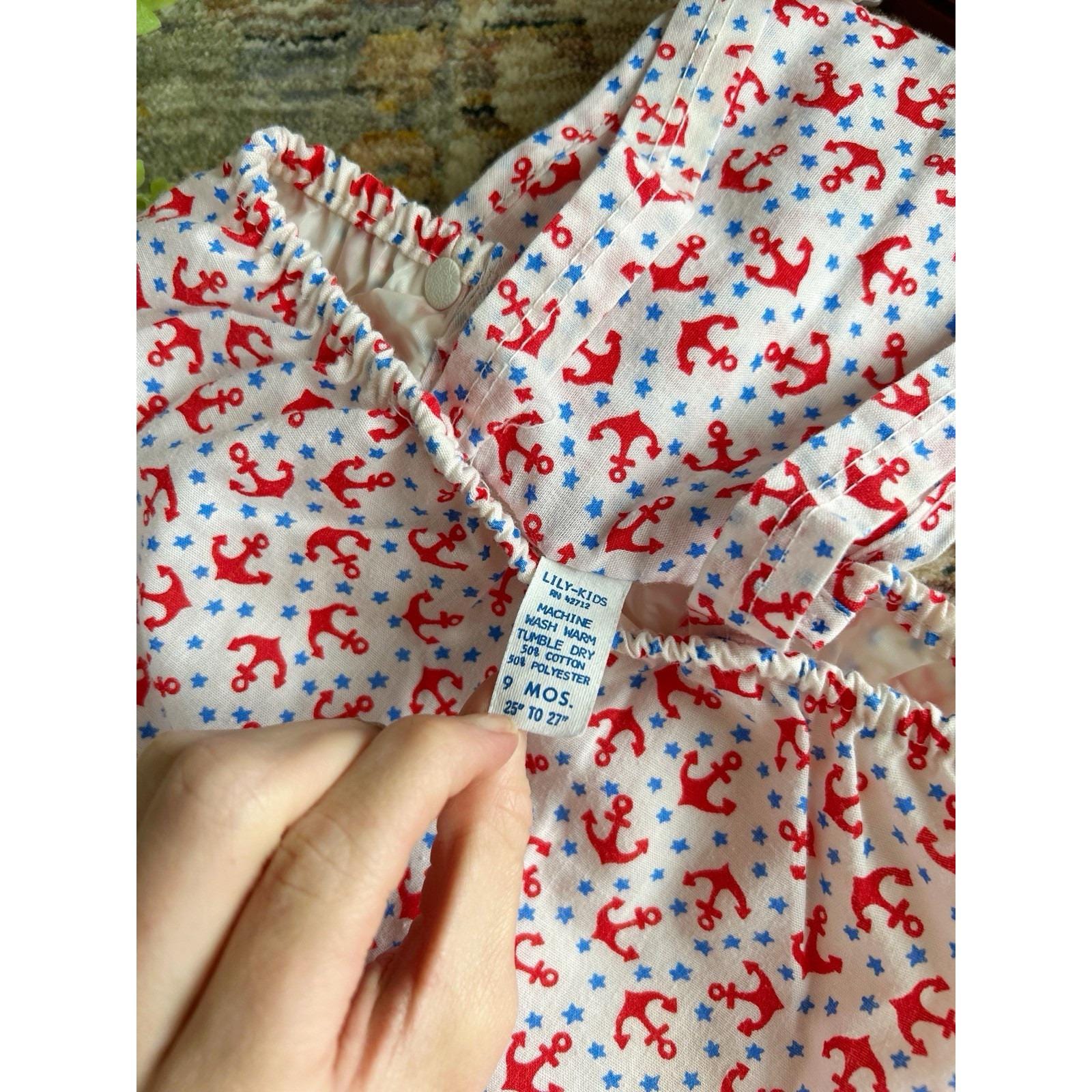 9/15まで 新品papier 25AW Lily sailor rompers Vintage 9M Lily Girls Bubble Romper Nautical Sailor Anchor Print