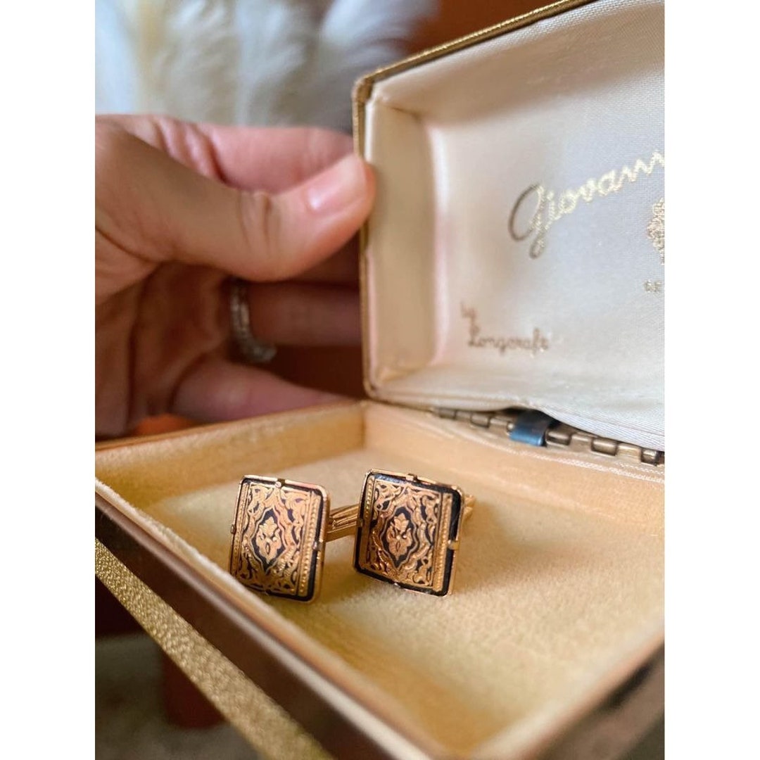 Vintage spanish Gold Damascene Cuff Links Etsy