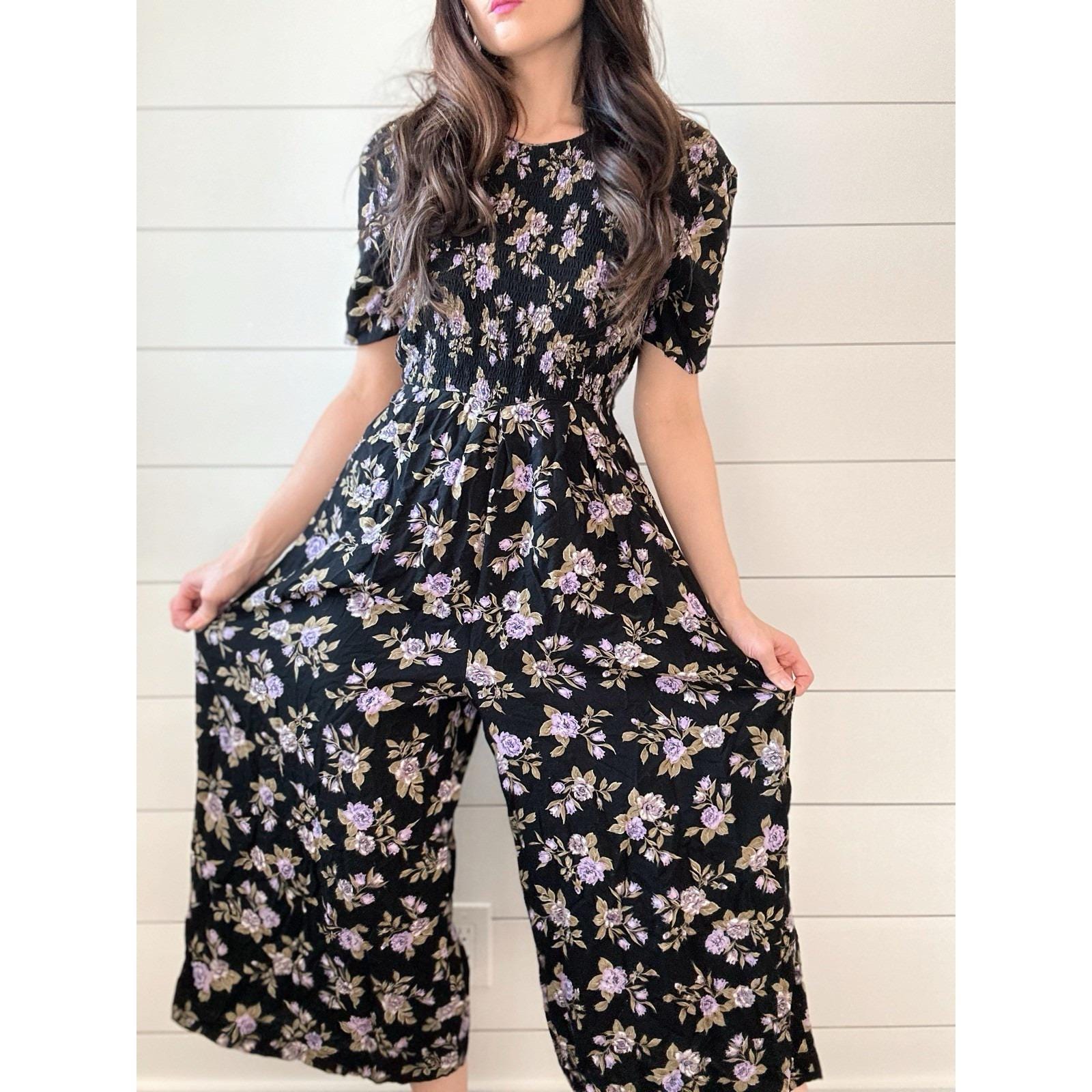 90s Floral Jumpsuit - Etsy