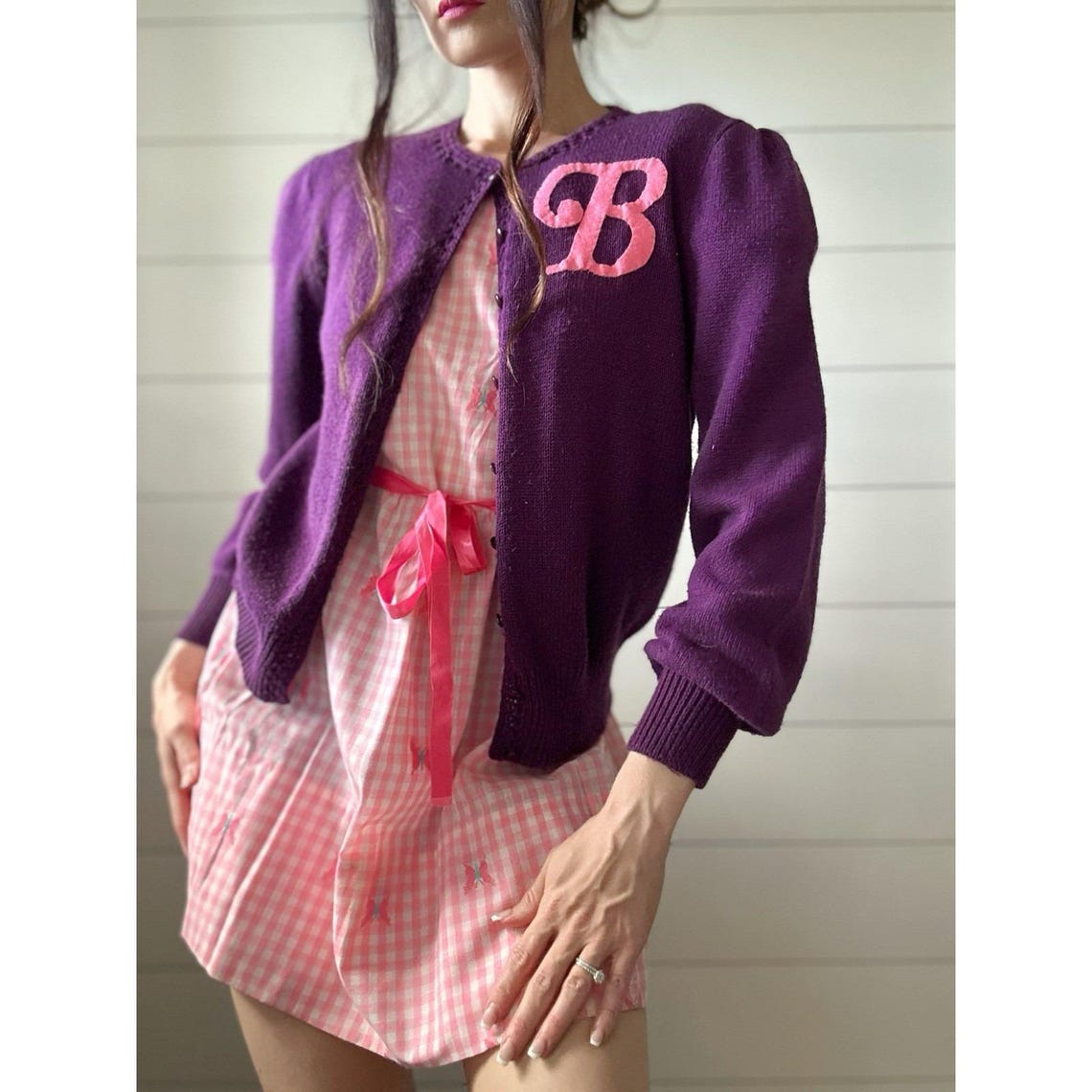 Vintage 1980s Cardigan 50s Style Rockability Grease Poodle Skirt, foto 2 di 5