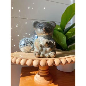 Vintage Heavy Metal Piggy Bank Momma And Baby Bear Kitschy