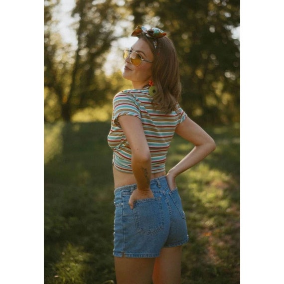 Vintage Y2K Mini Low Rise Denim Shorts- Super Pet… - image 1