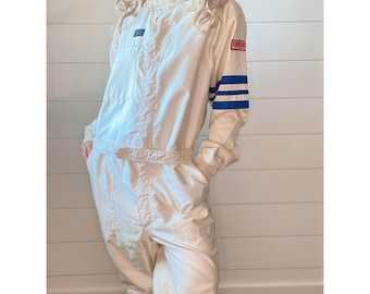1970s Rare Vintage White Simpson Coverall Men's Racing Suit in White Classic Sports Coveralls Flame Resistant