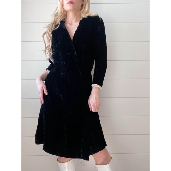 RK Knits 1960s Velvet Gogo MIni Dress- Wounded Bird Please Read