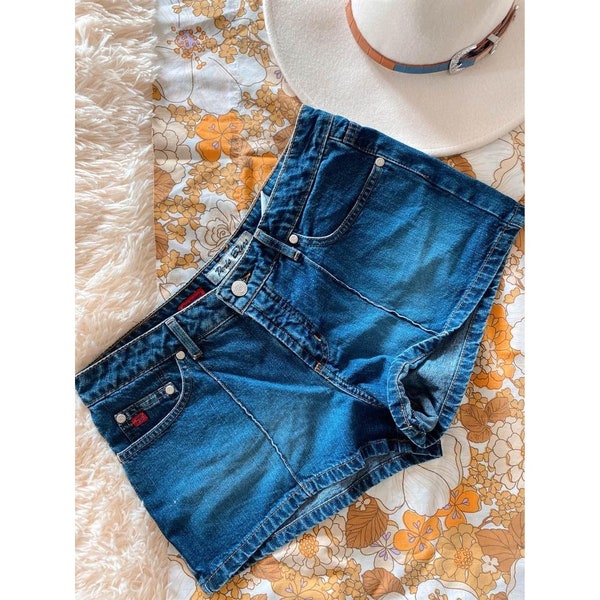 Vintage Y2k Paris Blues Low Rise Denim Shorts