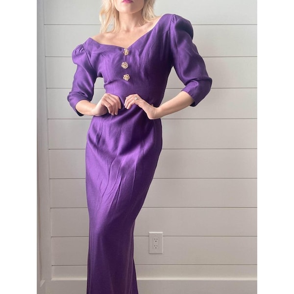 Deep Purple House of Binanchi Formfitting Evening Gown Classic Elegant Style