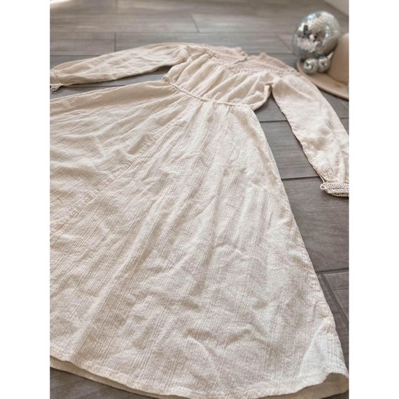 1970s Soft Linen Neutral Toned Ivory Boho Prairie… - image 9