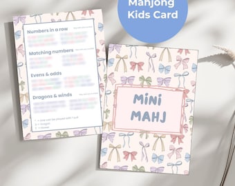 Kids Mahjong Card: Mini Mahj Digital Download (PDF, PNG), Bows