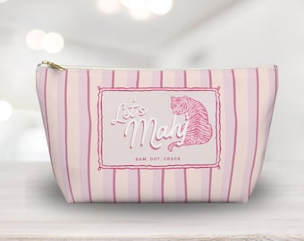Borsa per tessere Mahjong a righe rosa: organizer da viaggio