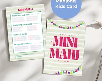 Kids Mahjong Card: Mini Mahj Digital Download (PDF, PNG)