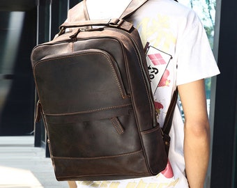 Vintage Leather Backpack,Leather Backpack,Rucksack, Personalized Men Leather Backpack,Travel Computer Package,Backpack gift for him