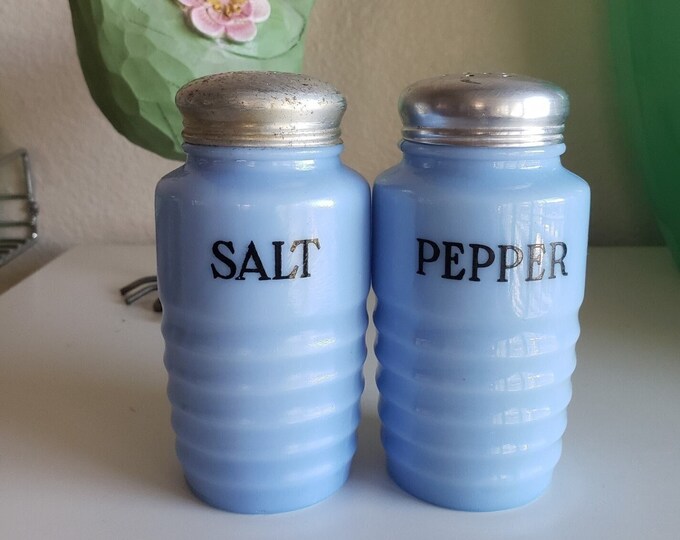 Vintage Jeannette Delphite Blue Glass Salt and Pepper Shakers 1930s - Etsy