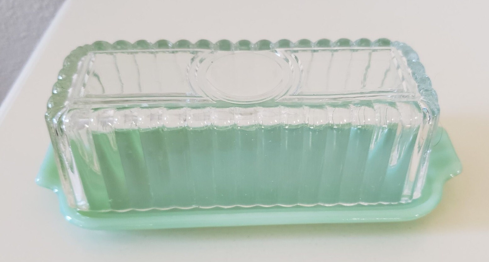 Jadeite Fire King Butter Dish & Lid 1/4 Pound Vintage Jadeite Butter