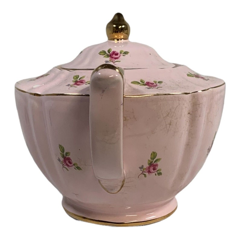 Vintage Sadler Pale Pink Chintz Teapot Roses 2353 Gold Trim Etsy