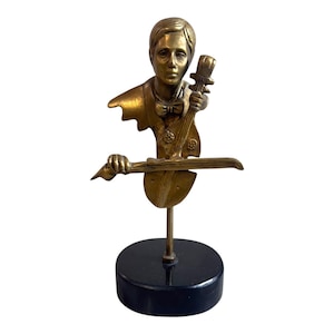 Vintage Art Deco Style 8” Music Musician Violin Player Brass Figure Statue Gift