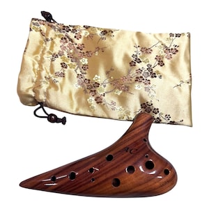 Vtg 12 Hole Wooden Ocarina Alto C Acacia Wood Tenor C Ocarina Music Instrument