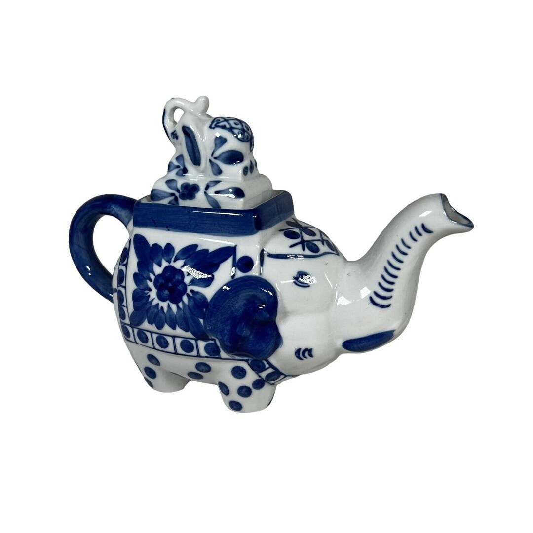 Vintage BOMBAY Made in China Teapot Floral Cobalt Blue and Etsy