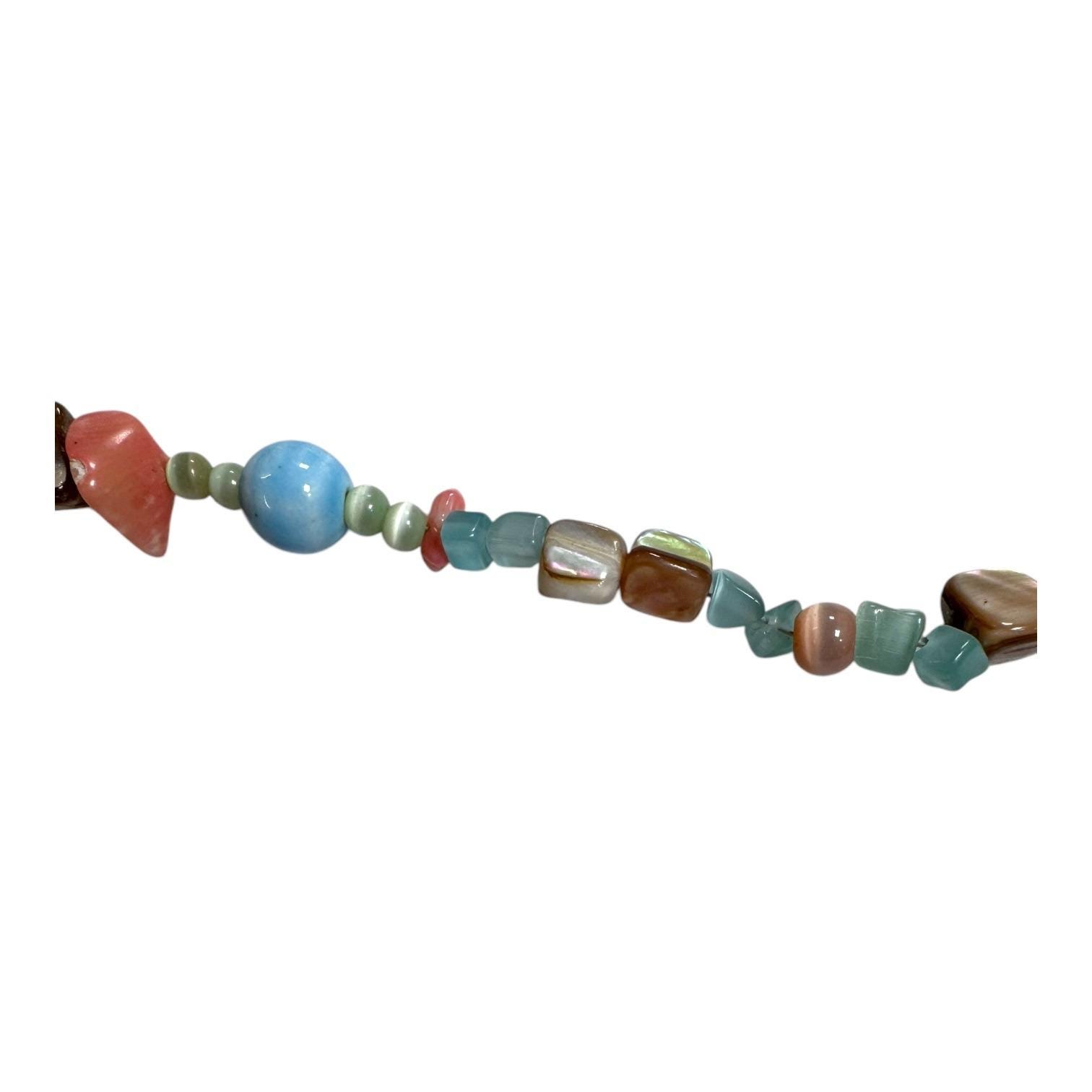 Collier Femme Perles Turquoise Et Ambre Avec Pendentif En Os Sculpté Marron - Neuf Sans Emballage