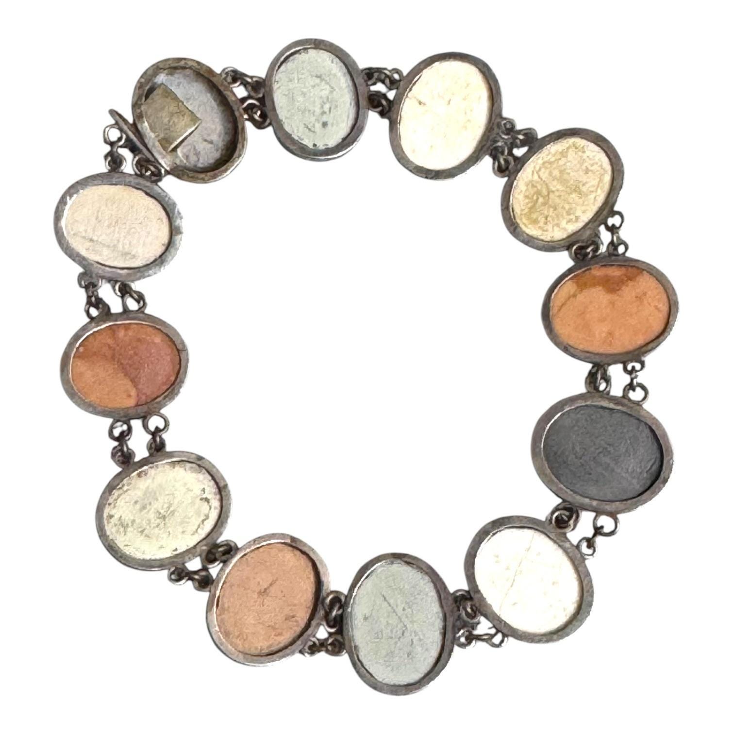 ヴィンテージ ラバ 800 シルバー カメオ ブレスレット マルチカラー