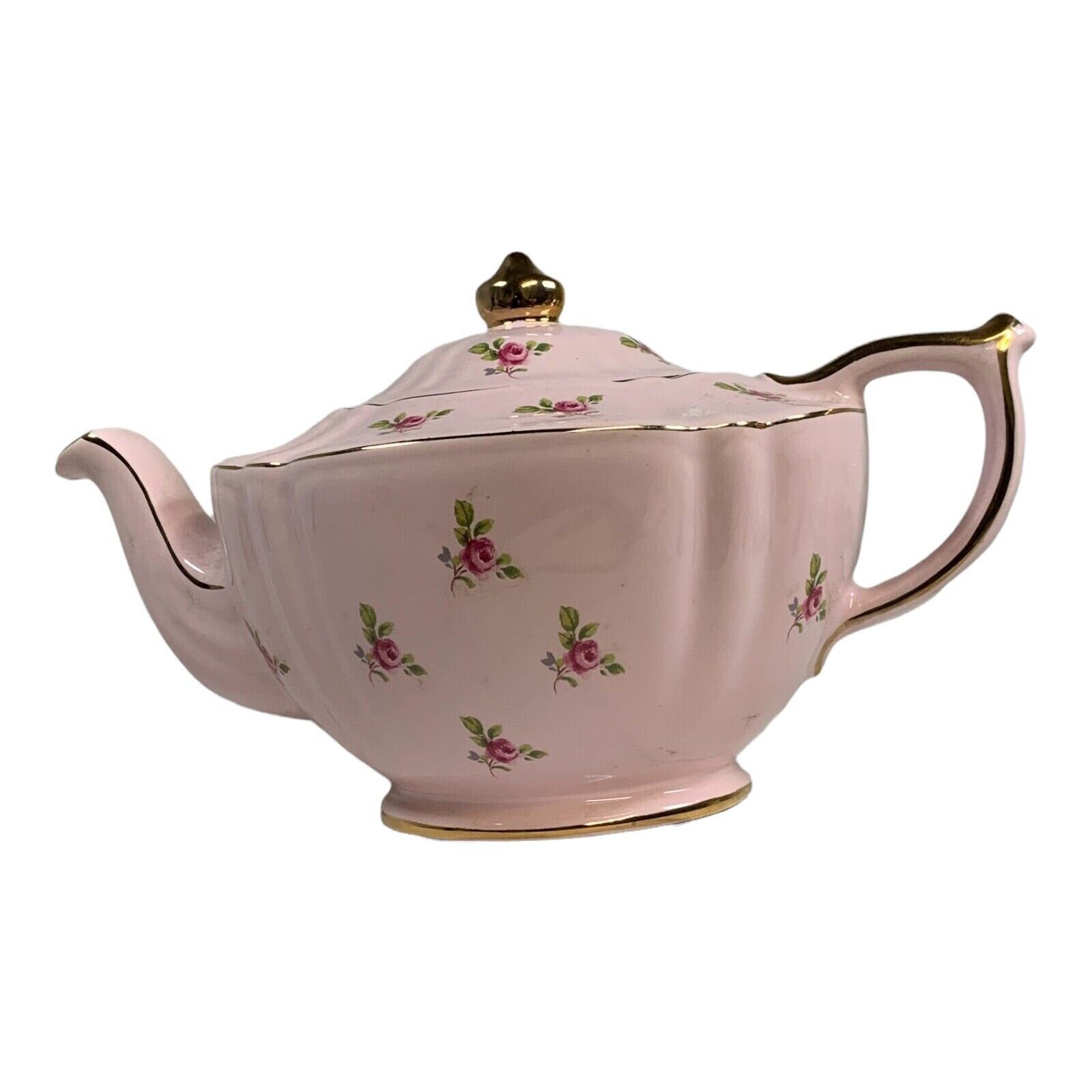 Vintage Sadler Pale Pink Chintz Teapot Roses 2353 Gold Trim Etsy