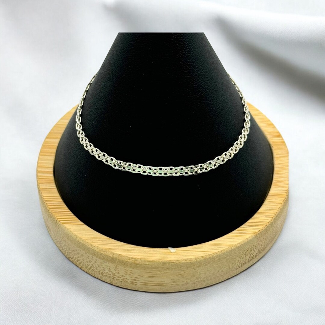 Bracciale Caviglia Argento Sterling Catenina Per Caviglia In Argento Sterling 925 Italia - Tipo Bismarck, Chiusura A Granchio, 3mm Perline Per Braccialetti - Foto 4