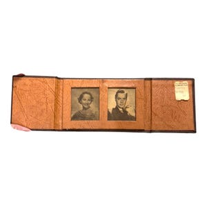Vintage Braune Leder Bifold Brieftasche Dual Vintage Fotos Freund Freundin
