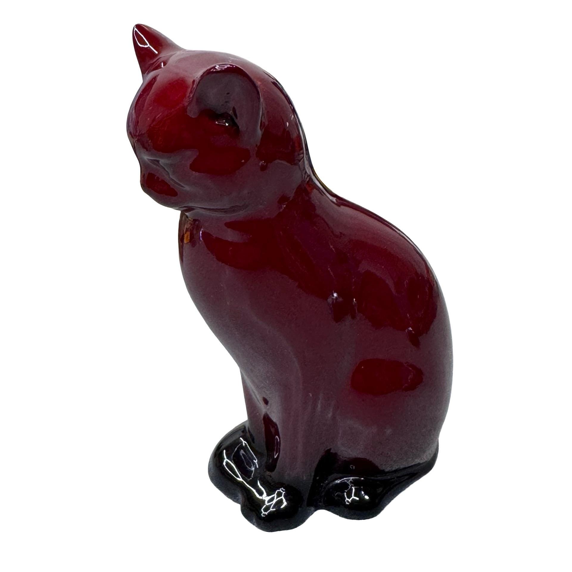 Figurine Chat En Céramique Royal Präsente - Vintage Fait Main - Chat Marron