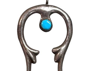 Colgante naja vintage de plata de ley Navajo con acento de piedra turquesa fundido en arena