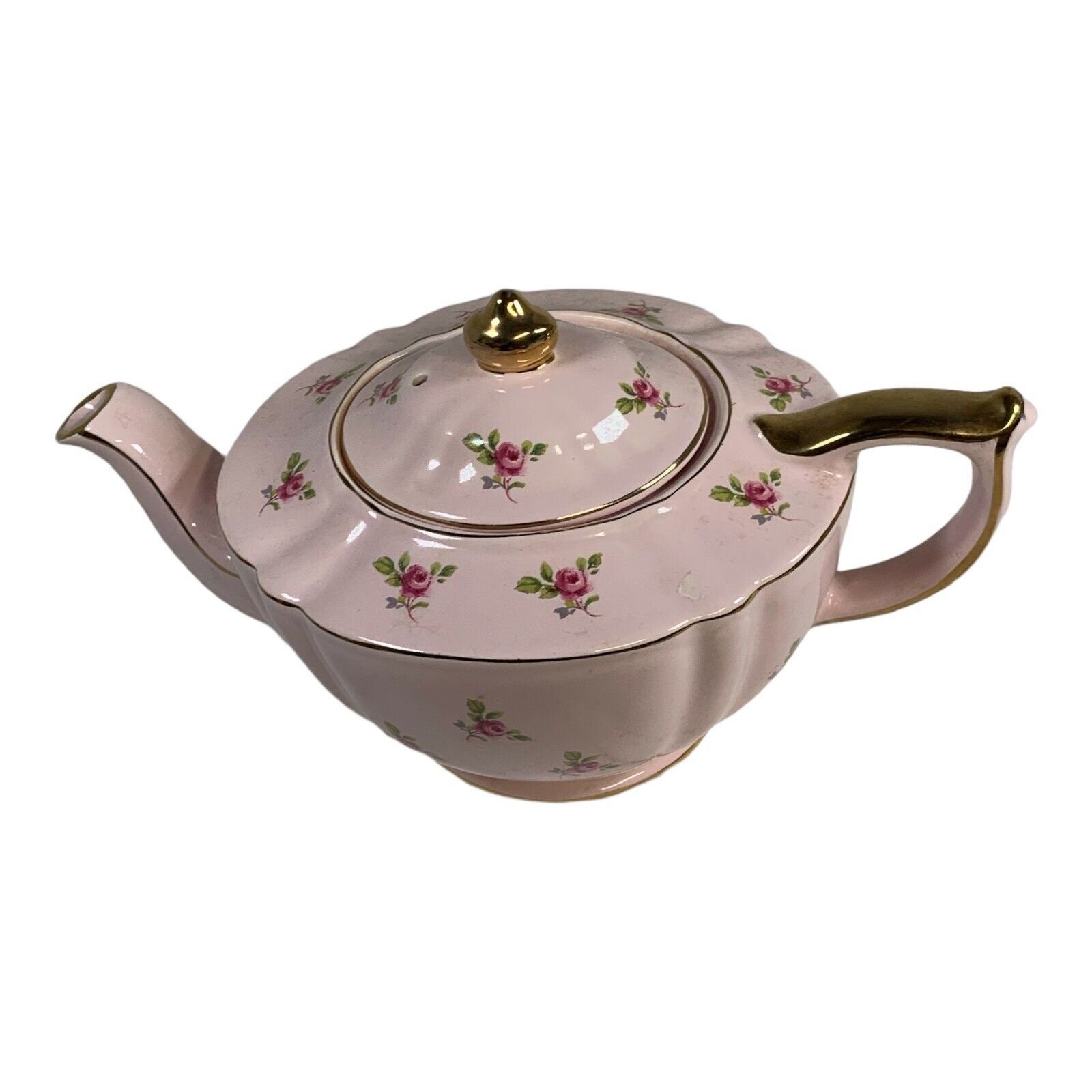 Vintage Sadler Pale Pink Chintz Teapot Roses 2353 Gold Trim Etsy