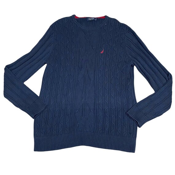 Nautica Navy Blue Cableknit Fisherman 