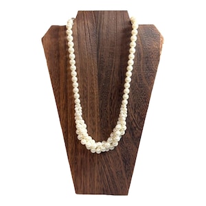 Vintage Miriam Haskell Faux Pearl Necklace Double Twisted Strand Gold Ton Signed