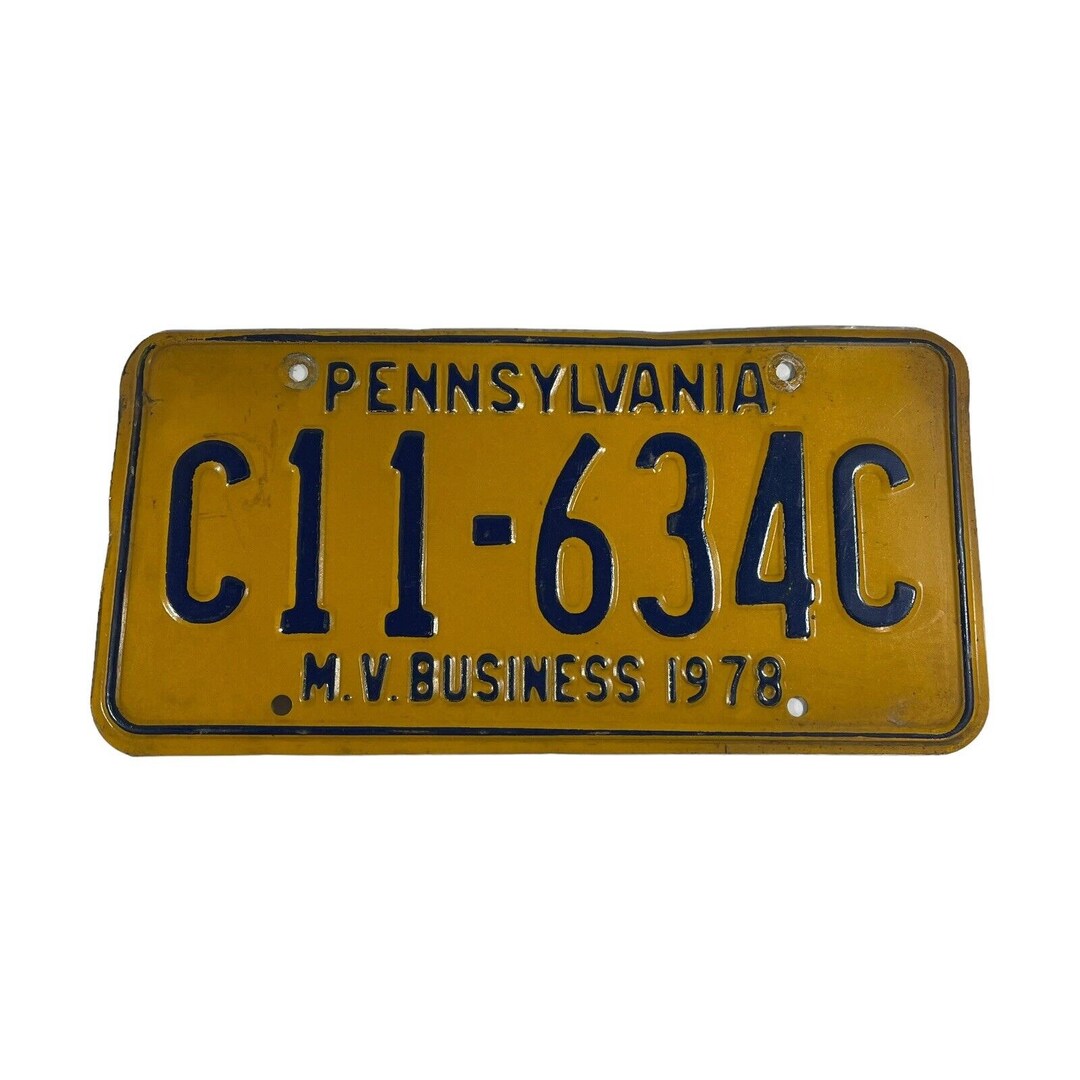Vintage 1978 Pennsylvania License Plate M.V. Business C11634C Etsy