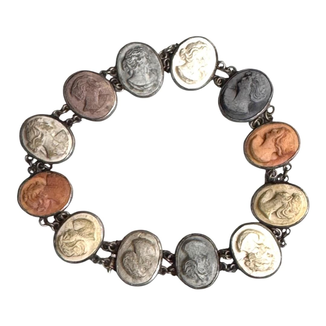 ヴィンテージ ラバ 800 シルバー カメオ ブレスレット マルチカラー