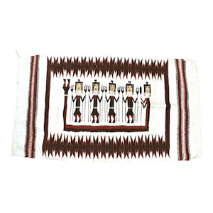 Navajo Yei Wool Woven Southwestern Rug 32&quot; x 51&quot; Pictoral Figures Wall Hanging