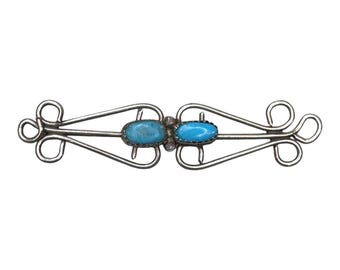 Handcrafted Navajo Kingman‎ Turquoise Hair Pin Accessory 1/2 Moon Barrette ** Navajo Kingman Turquoise Hair Pin Accessory 1/2 Moon  main image 4