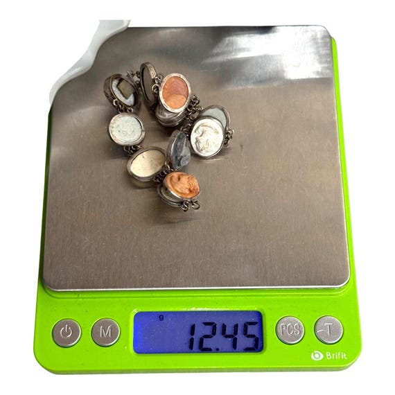 ヴィンテージ ラバ 800 シルバー カメオ ブレスレット マルチカラー