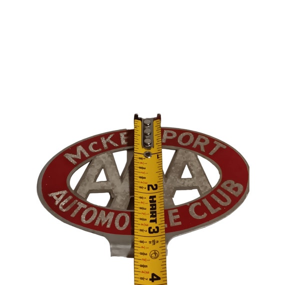 Vintage Mckeesport AAA Automobile Club License Plate Topper Metal