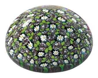 Grand presse-papier en verre de Murano Italie Millefiori, motif floral VT