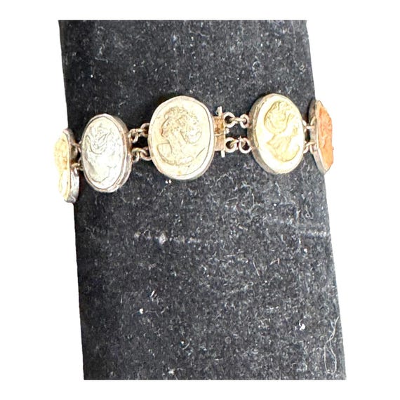 ヴィンテージ ラバ 800 シルバー カメオ ブレスレット マルチカラー