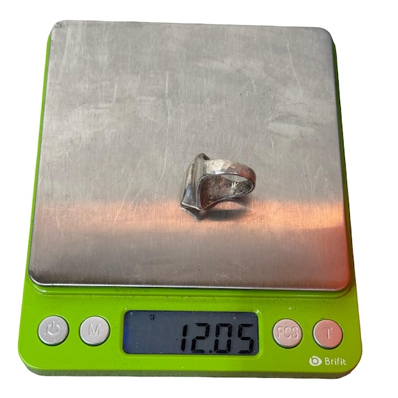 Vintage Solid Silver Statement Ring Size 5 Geomet… - image 6