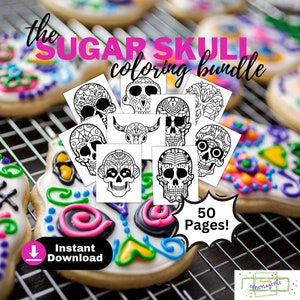 Sugar Skulls Coloring Bundle for Adults and Teens Day of the Dead Coloring Pages - INSTANT DOWNLOAD - Personal Use