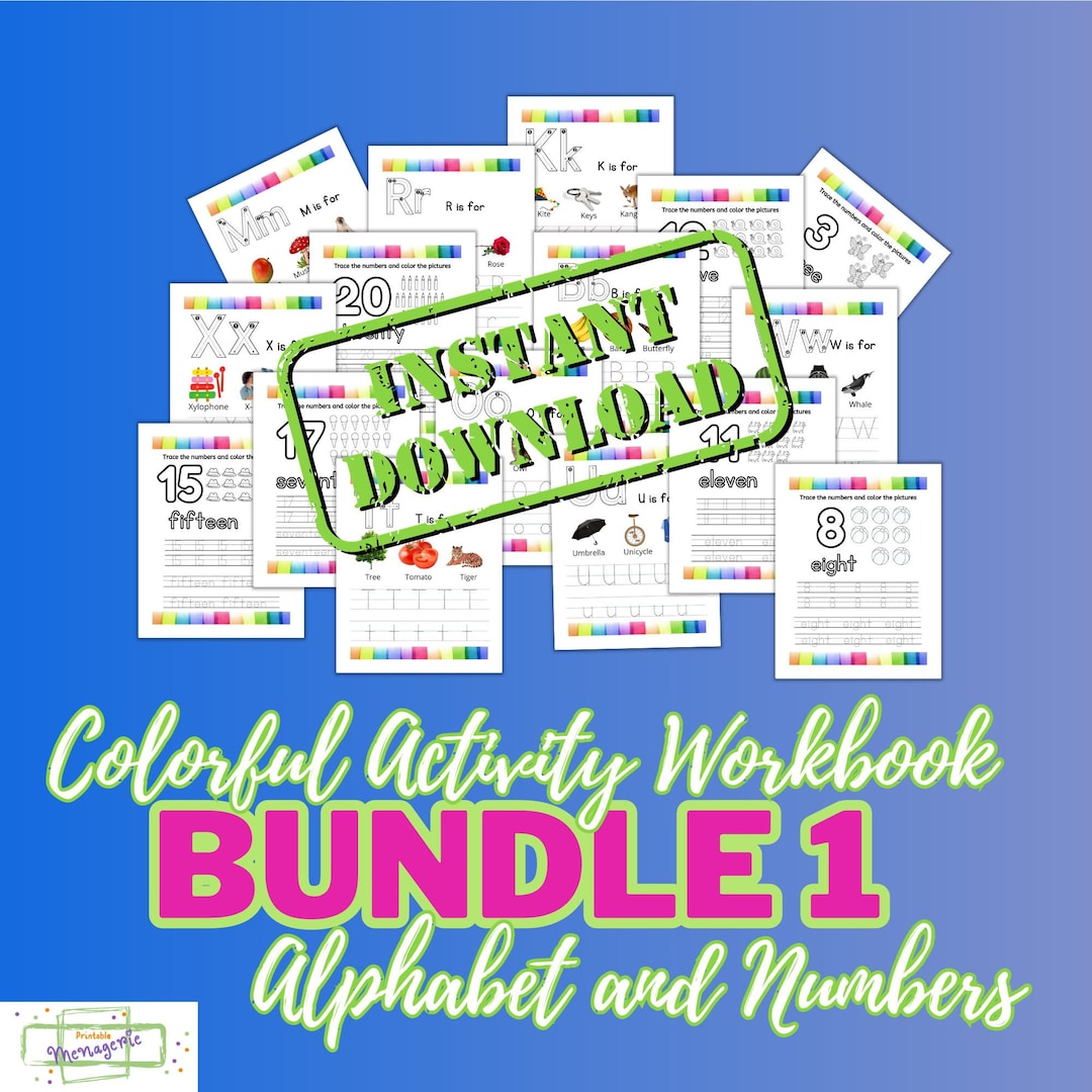 Colorful Activity Workbook Bundle 1 - Alphabet and Numbers Homeschool ...
