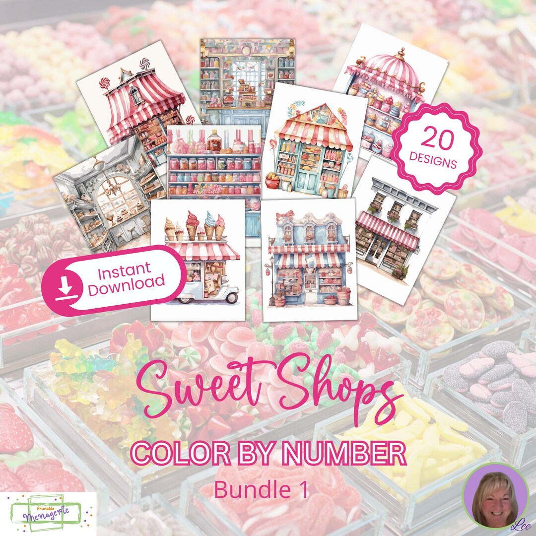 Shops Using Numbers Sweet Shops Bundle 1 - Color by Number - INSTANT DOWNLOAD - Personal ...