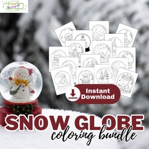 Bundle de boules à neige à colorier - Plus de 80 illustrations à imprimer - TÉLÉCHARGEMENT IMMÉDIAT - Usage personnel