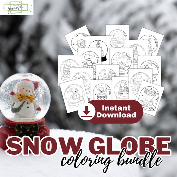 Snow Globe Coloring Bundle Christmas Coloring Pages Winter Coloring Printables - Over 80 Illustrations - INSTANT DOWNLOAD - Personal Use