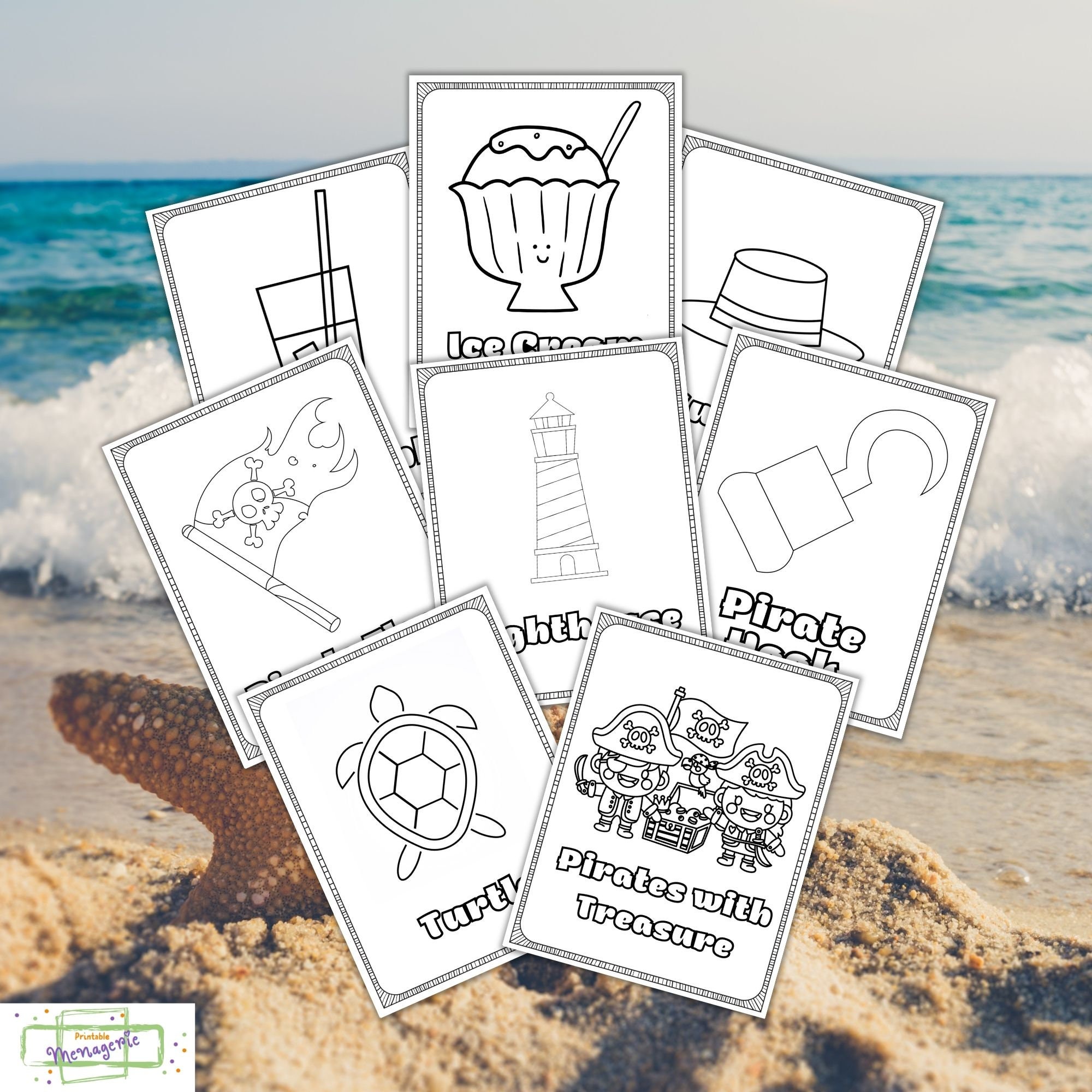 Beach Fun Coloring Bundle for Kids Summer Coloring Pages for Vacation ...