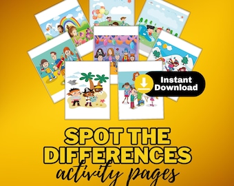 Peut inclure: Un ensemble de 10 pages d'activités imprimables « Trouvez les différences » avec des illustrations colorées d'enfants dans différents contextes. Ces pages sont parfaites pour les enfants qui apprennent à se concentrer et à faire attention aux détails. Téléchargement instantané.