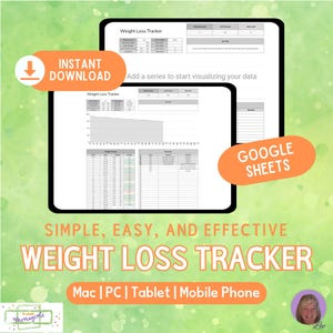 Google Spreadsheets-gewichtsverliestracker – DIRECT DOWNLOAD – Persoonlijk gebruik – Gewichtslogboek Body Weight Tracker Digitaal gewichtsverliesdagboek