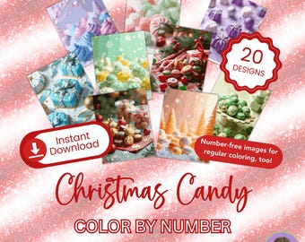 Christmas Candy Bundle 1 - Color by Number - INSTANT DOWNLOAD - Personal Use - Beautiful Holiday Treats Chocolates Colorful Confections